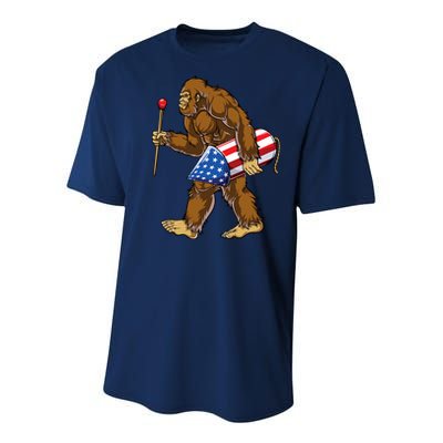 Bigfoot Fireworks 4th Of July Funny Boys Men Sasquatch Lover Youth Performance Sprint T-Shirt