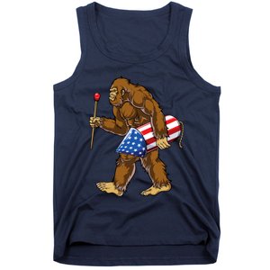 Bigfoot Fireworks 4th Of July Funny Boys Men Sasquatch Lover Tank Top