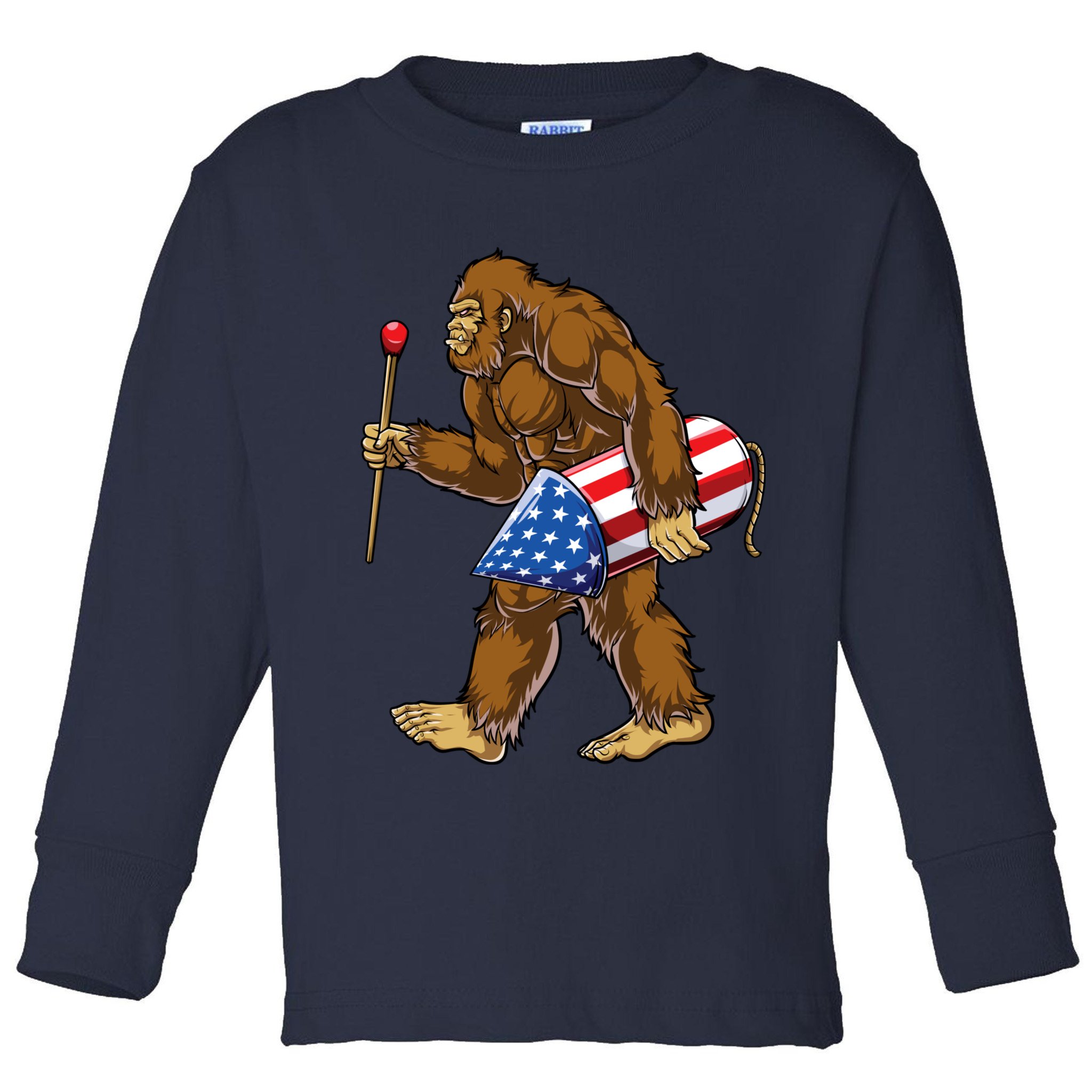 Bigfoot Fireworks 4th Of July Funny Boys Men Sasquatch Lover Toddler Long Sleeve Shirt