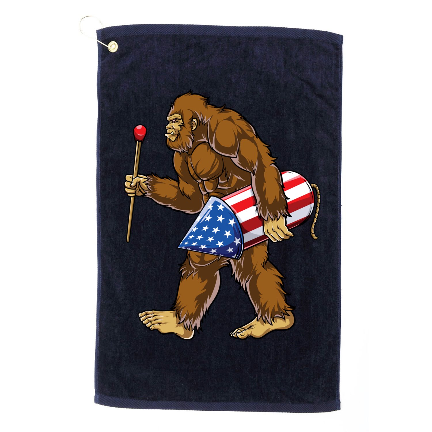 Bigfoot Fireworks 4th Of July Funny Boys Men Sasquatch Lover Golf Towel