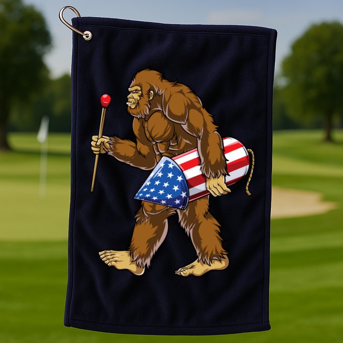 Bigfoot Fireworks 4th Of July Funny Boys Men Sasquatch Lover Golf Towel