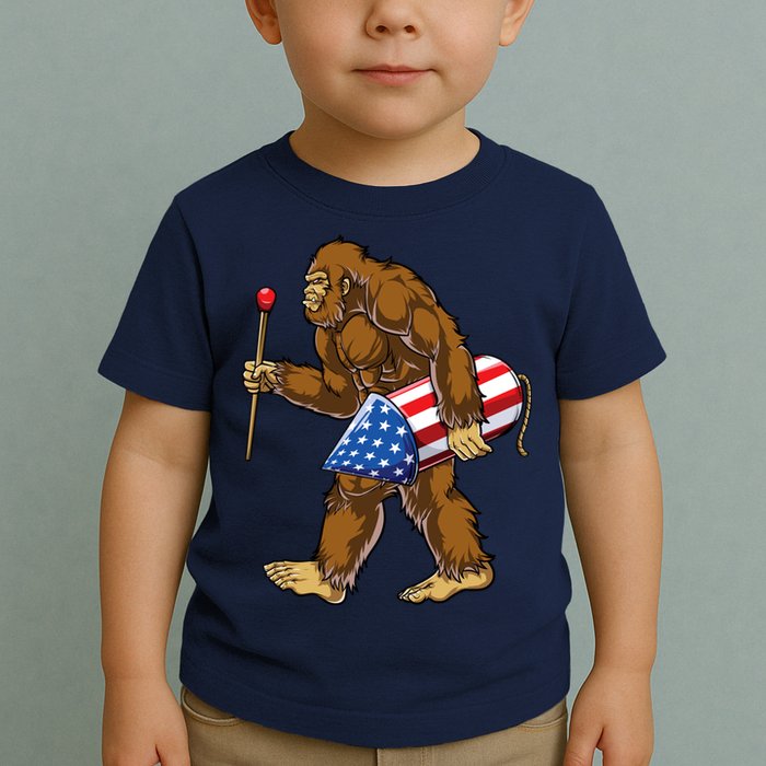 Bigfoot Fireworks 4th Of July Funny Boys Men Sasquatch Lover Toddler T-Shirt