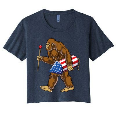 Bigfoot Fireworks 4th Of July Funny Boys Men Sasquatch Lover Crop Top