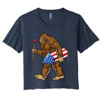 Bigfoot Fireworks 4th Of July Funny Boys Men Sasquatch Lover Crop Top
