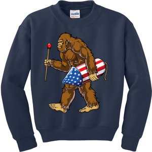 Bigfoot Fireworks 4th Of July Funny Boys Men Sasquatch Lover Kids Sweatshirt