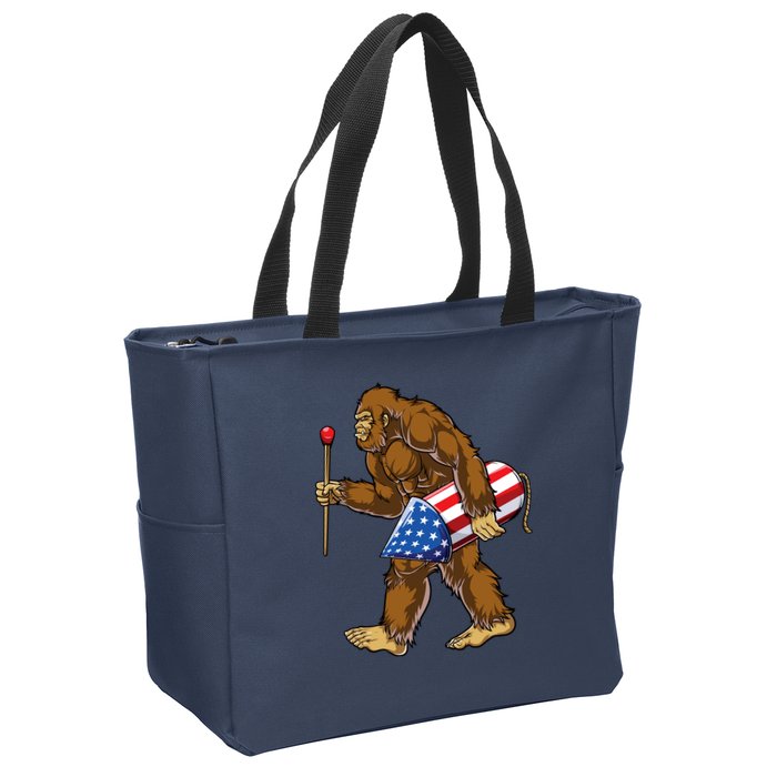 Bigfoot Fireworks 4th Of July Funny Boys Men Sasquatch Lover Zip Tote Bag
