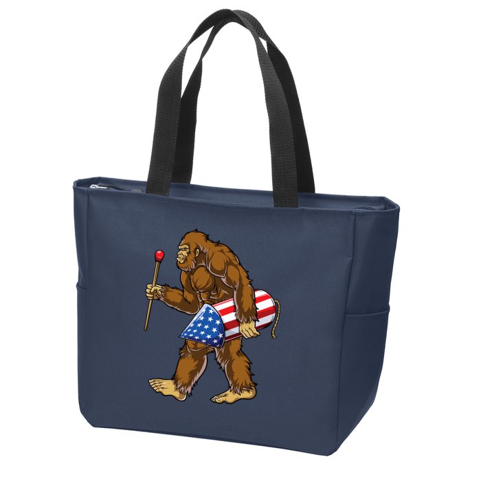 Bigfoot Fireworks 4th Of July Funny Boys Men Sasquatch Lover Zip Tote Bag