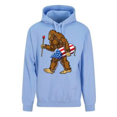 Bigfoot Fireworks 4th Of July Funny Boys Men Sasquatch Lover Unisex Surf Hoodie