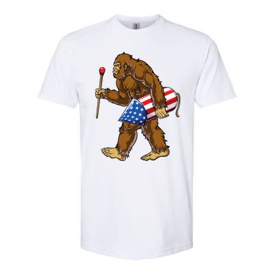 Bigfoot Fireworks 4th Of July Funny Boys Men Sasquatch Lover Softstyle CVC T-Shirt