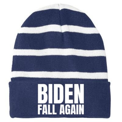 Biden Fall Again Funny Joe Biden Striped Beanie with Solid Band