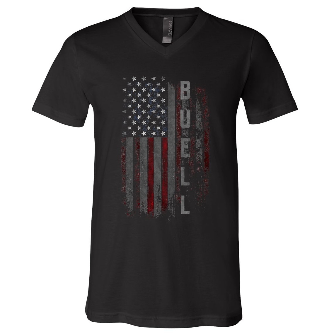 Buell Family American Flag V-Neck T-Shirt