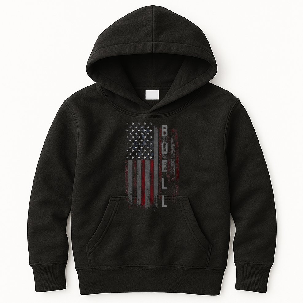 Buell Family American Flag Kids Hoodie