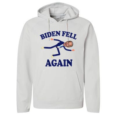 Biden Fell Again Funny Joe Biden Performance Fleece Hoodie