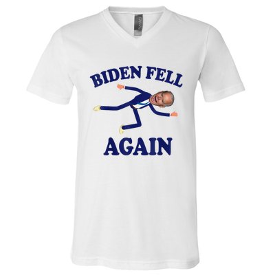 Biden Fell Again Funny Joe Biden V-Neck T-Shirt