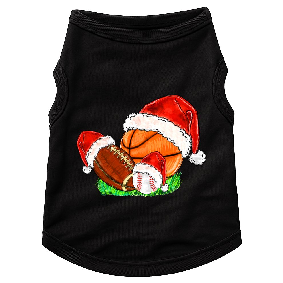 Baseball Football And Basketball With Santa Hats Xmas Funny Gift Doggie Tank