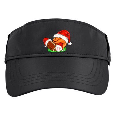 Baseball Football And Basketball With Santa Hats Xmas Funny Gift Adult Drive Performance Visor