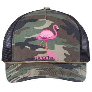 Be Flamazing Amazing Flamingo Design For Wo And Girl Retro Rope Trucker Hat Cap