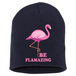 Be Flamazing Amazing Flamingo Design For Wo And Girl Short Acrylic Beanie