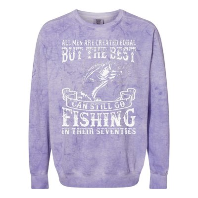 Birthday Fishing All Equal Fishing In The Seventies Colorblast Crewneck Sweatshirt