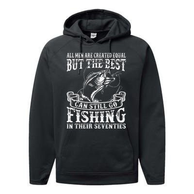 Birthday Fishing All Equal Fishing In The Seventies Performance Fleece Hoodie