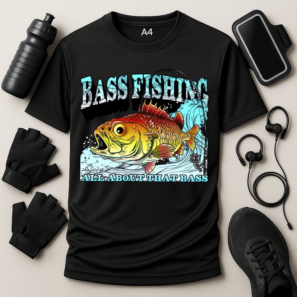 Bass Fishing All About That Bass Cooling Performance Crew T-Shirt