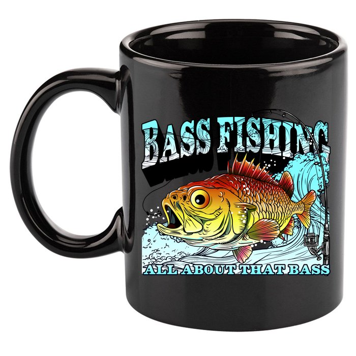 Bass Fishing All About That Bass 11oz C Handle Ceramic Mug