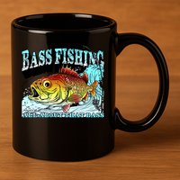 Bass Fishing All About That Bass 11oz C Handle Ceramic Mug