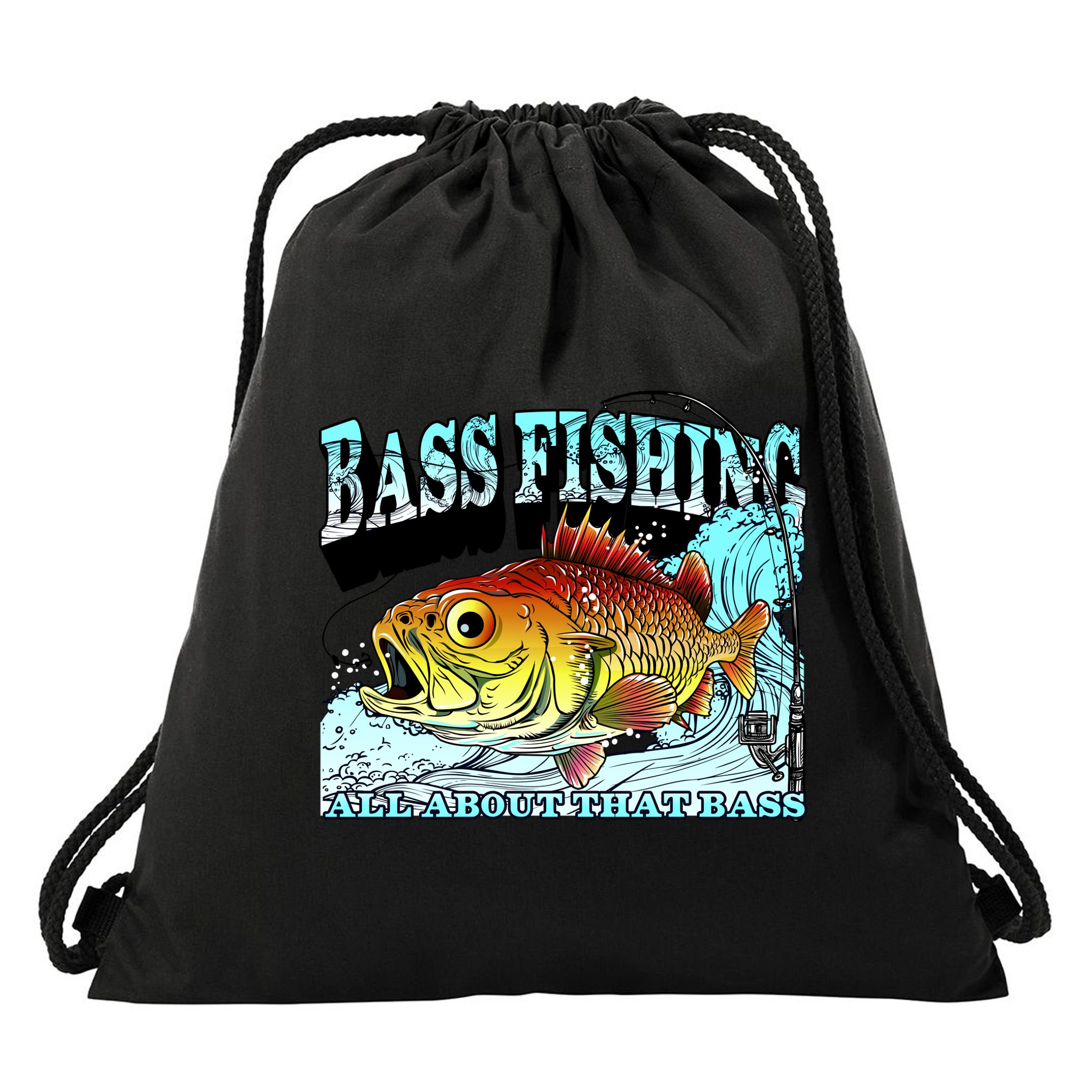 Bass Fishing All About That Bass Drawstring Bag