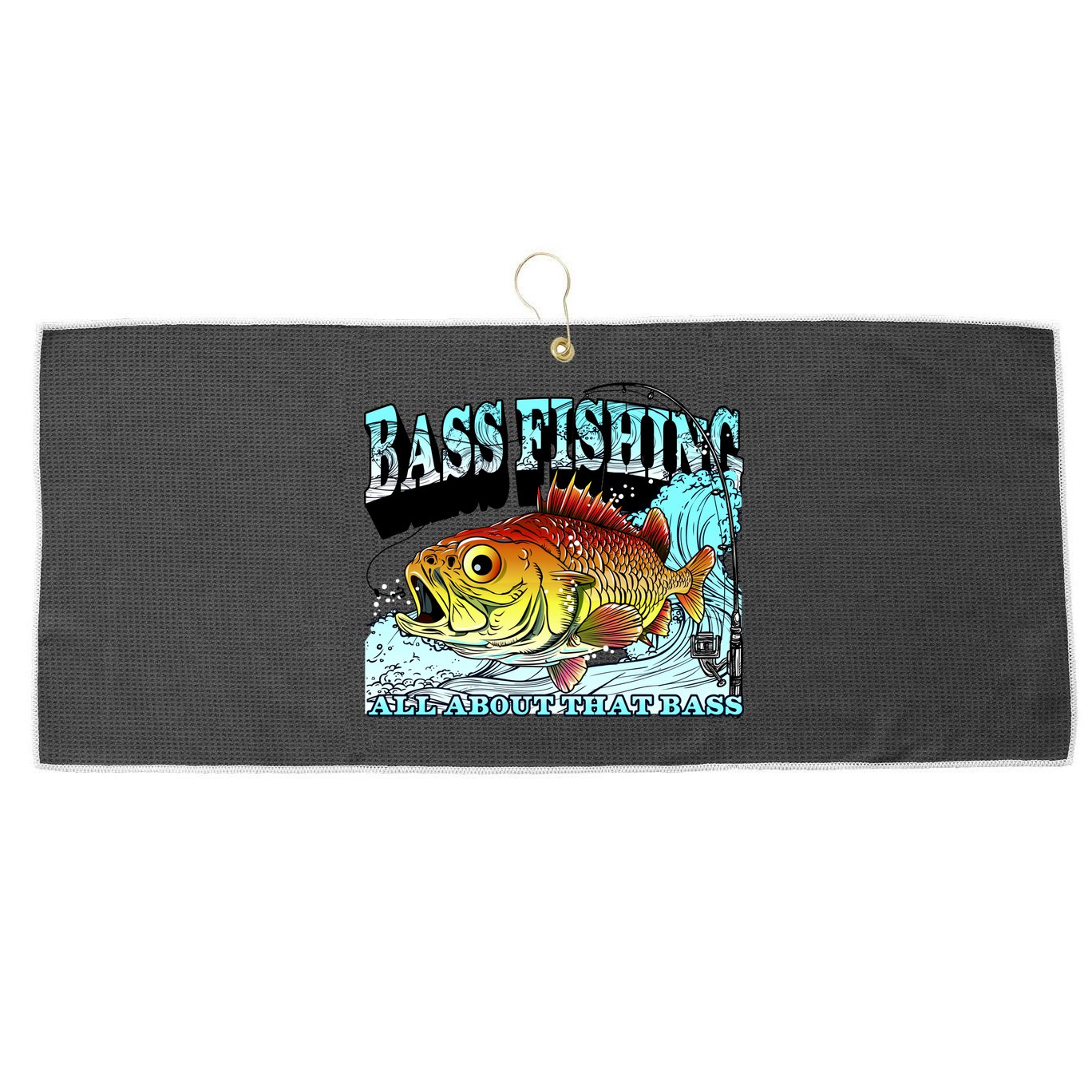 Bass Fishing All About That Bass Large Microfiber Waffle Golf Towel