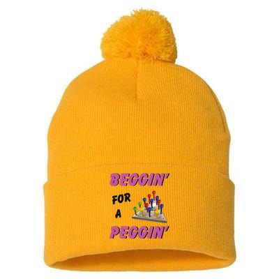 Beggin For A Peggin Funny Pom Pom 12in Knit Beanie