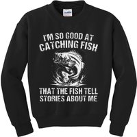 Bass Fishing Angler Funny Fisherman Catching Fish Kids Sweatshirt