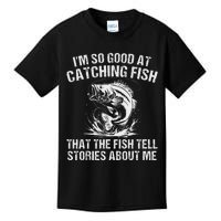 Bass Fishing Angler Funny Fisherman Catching Fish Kids T-Shirt