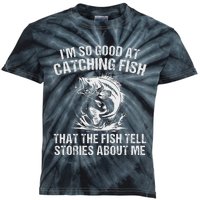 Bass Fishing Angler Funny Fisherman Catching Fish Kids Tie-Dye T-Shirt