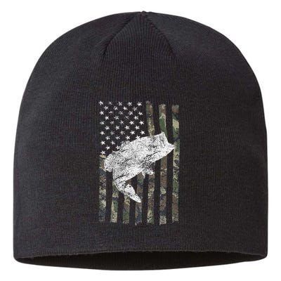 Bass Fishing American Camo USA Flag For Fisherman Sustainable Beanie