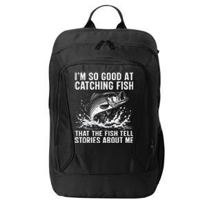 Bass Fishing Angler Funny Fisherman Catching Fish City Backpack