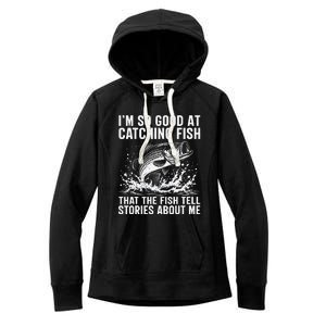 Bass Fishing Angler Funny Fisherman Catching Fish Women's Fleece Hoodie