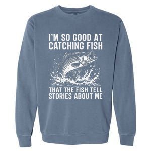 Bass Fishing Angler Funny Fisherman Catching Fish Garment-Dyed Sweatshirt