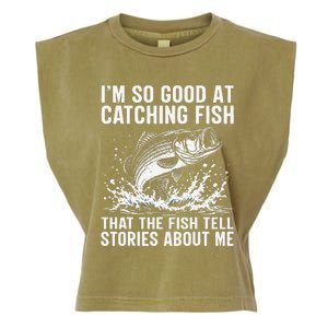 Bass Fishing Angler Funny Fisherman Catching Fish Garment-Dyed Women's Muscle Tee