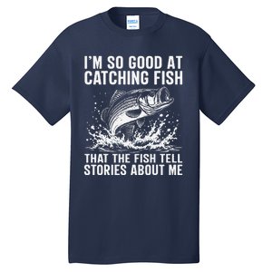 Bass Fishing Angler Funny Fisherman Catching Fish Tall T-Shirt