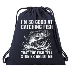 Bass Fishing Angler Funny Fisherman Catching Fish Drawstring Bag