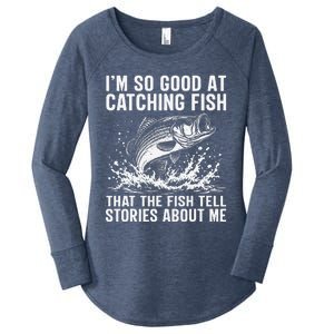 Bass Fishing Angler Funny Fisherman Catching Fish Women's Perfect Tri Tunic Long Sleeve Shirt