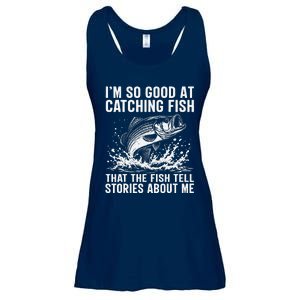 Bass Fishing Angler Funny Fisherman Catching Fish Ladies Essential Flowy Tank