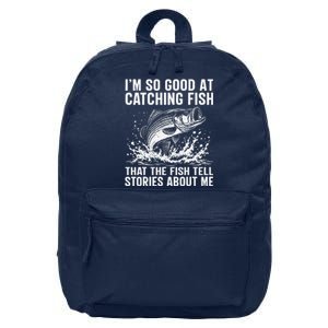 Bass Fishing Angler Funny Fisherman Catching Fish 16 in Basic Backpack