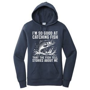 Bass Fishing Angler Funny Fisherman Catching Fish Women's Pullover Hoodie