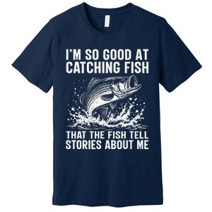 Bass Fishing Angler Funny Fisherman Catching Fish Premium T-Shirt