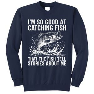 Bass Fishing Angler Funny Fisherman Catching Fish Tall Sweatshirt