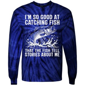 Bass Fishing Angler Funny Fisherman Catching Fish Tie-Dye Long Sleeve Shirt