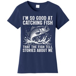 Bass Fishing Angler Funny Fisherman Catching Fish Women's T-Shirt