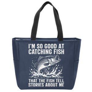 Bass Fishing Angler Funny Fisherman Catching Fish Zip Tote Bag