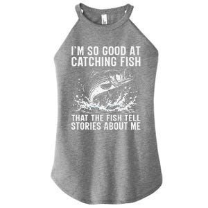 Bass Fishing Angler Funny Fisherman Catching Fish Women's Perfect Tri Rocker Tank